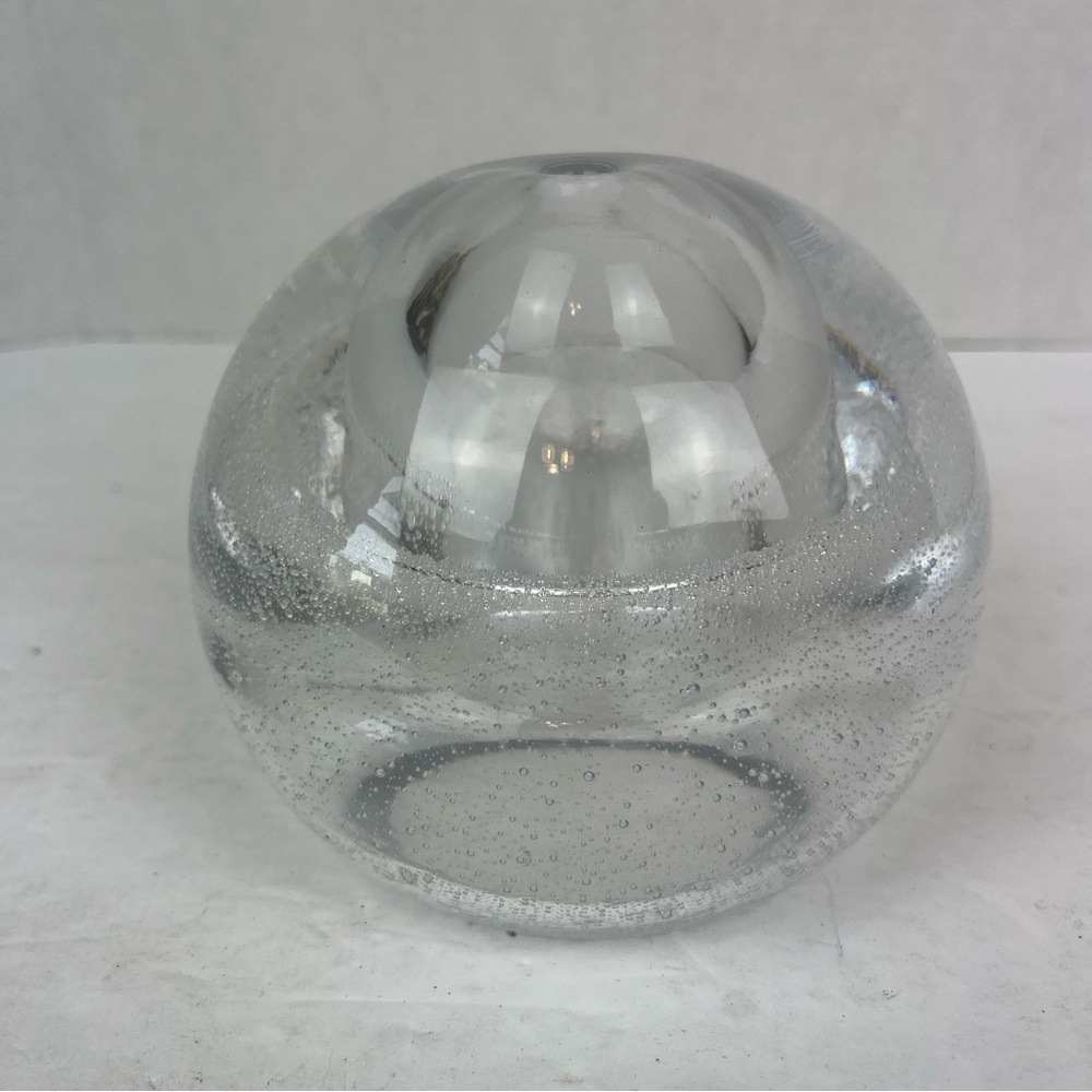 Hand Made in Poland Clear Art Glass spear oil lamp controlled bubbles